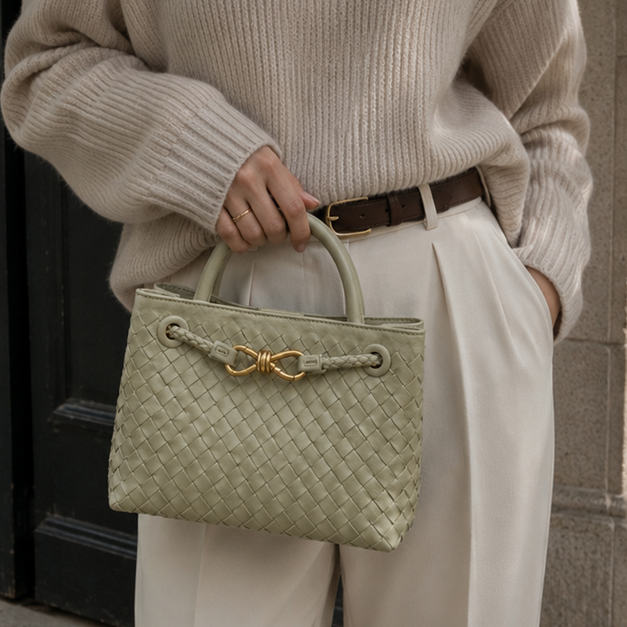 Bolso Positano en Verde oliva sujeto por el asa
