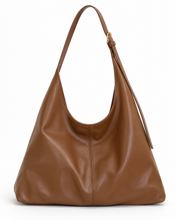 Bolso hobo Lucca marrón sobre fondo blanco