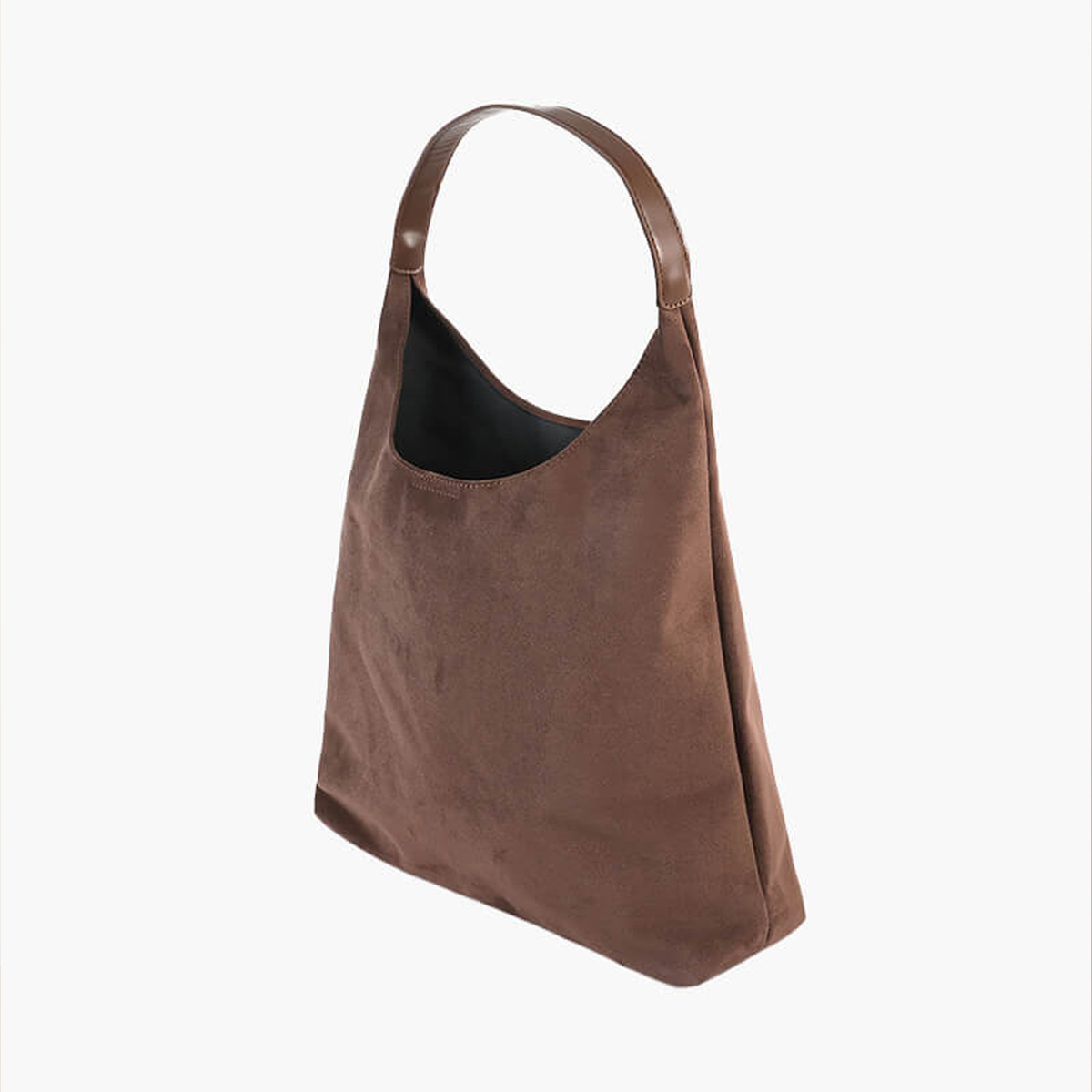 Bolso Siena de ante en Marrón, vista tres cuartos