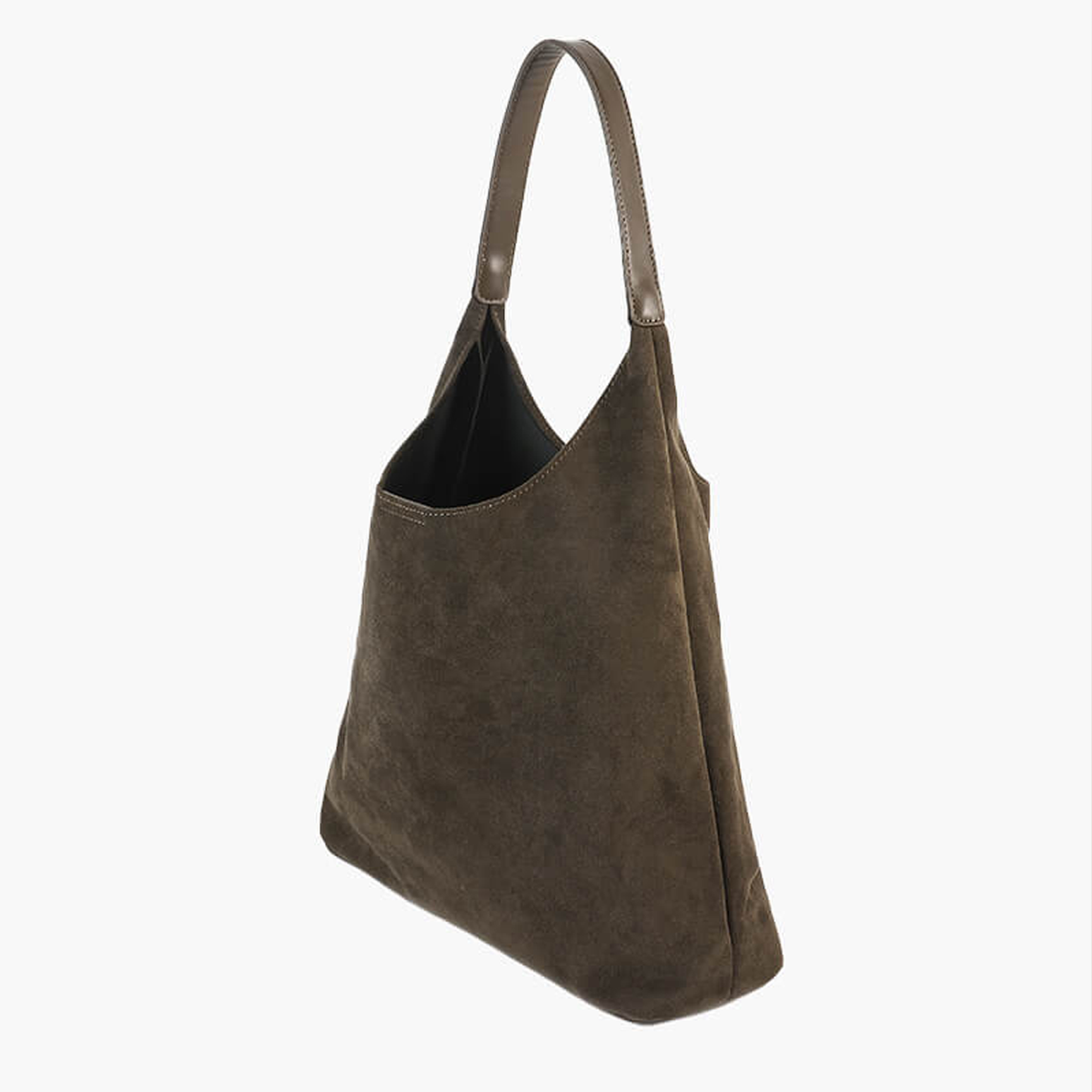 Bolso Siena de ante en Caqui, vista tres cuartos