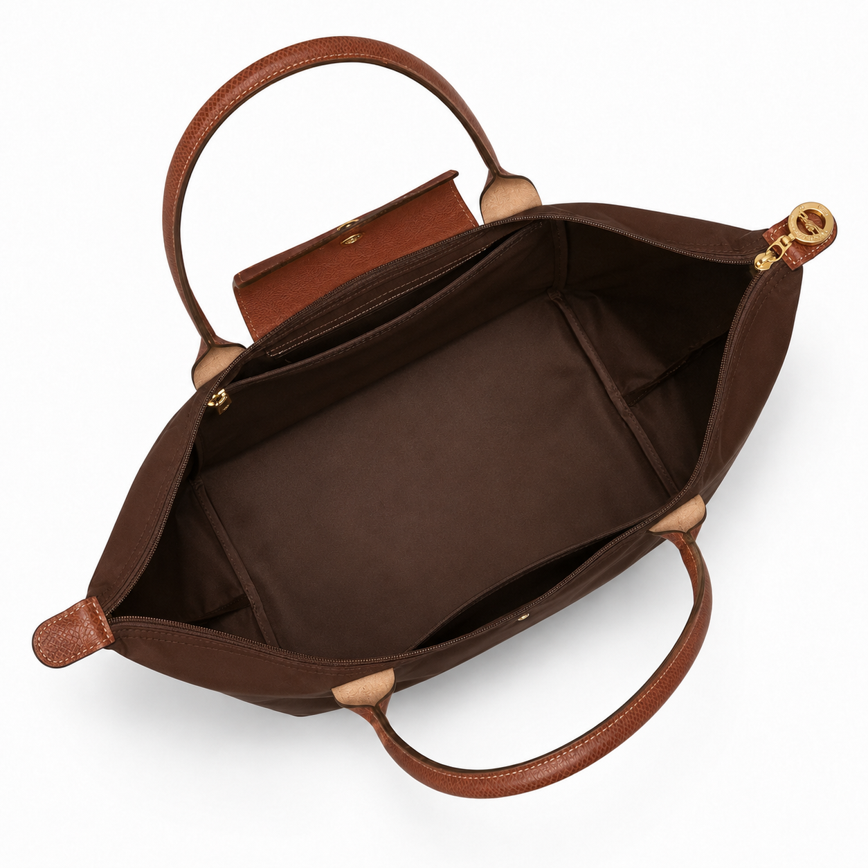 Bolso Verona en marrón, abierto por dentro