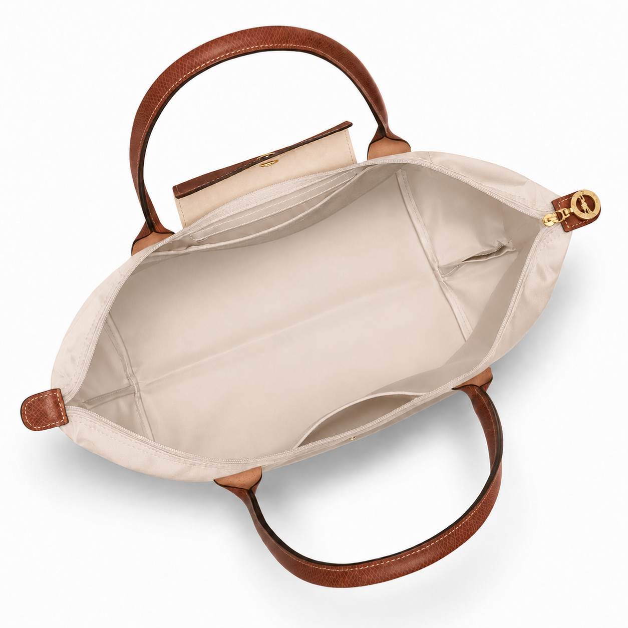 Bolso Verona en beige, abierto por dentro