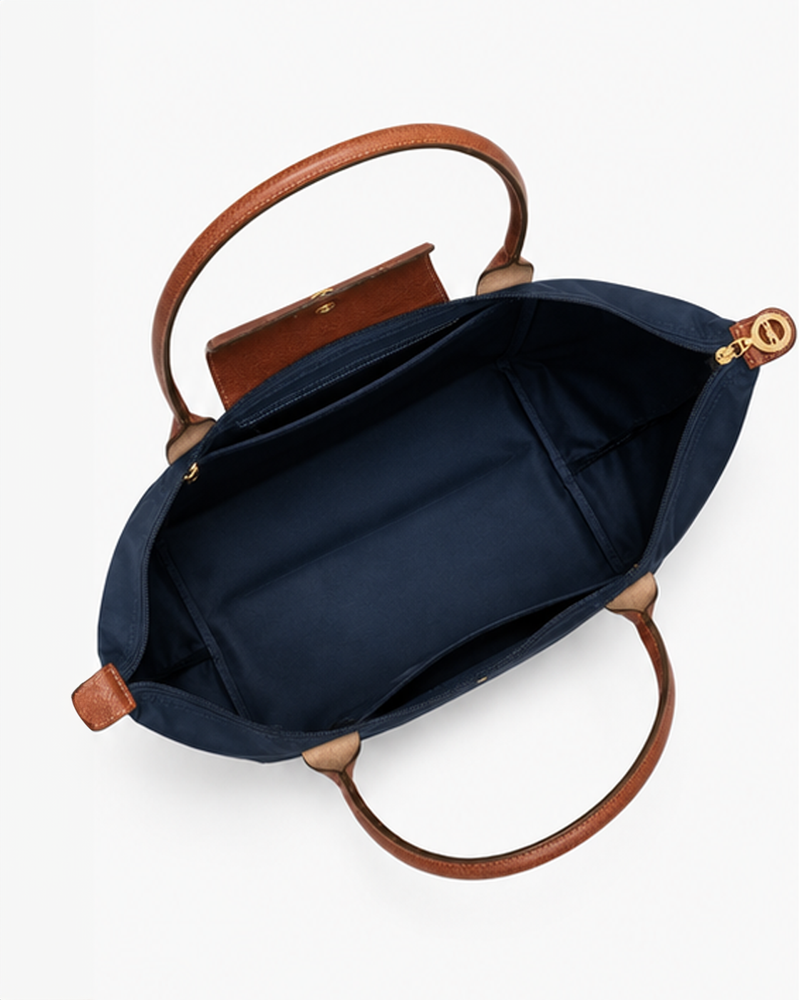 Bolso Verona en azul, abierto por dentro