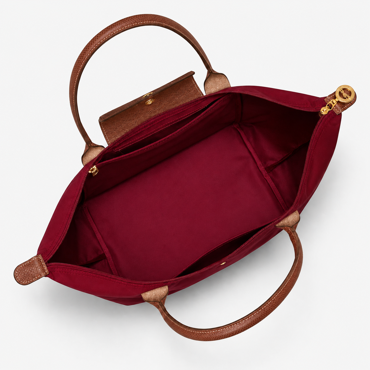 Bolso Verona en burdeos, abierto por dentro