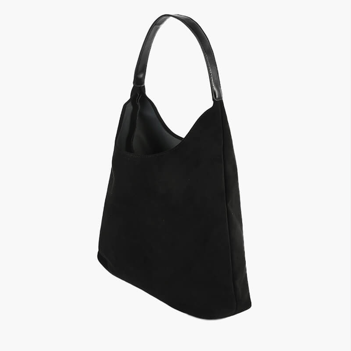 Bolso Siena de ante en Negro, vista tres cuartos
