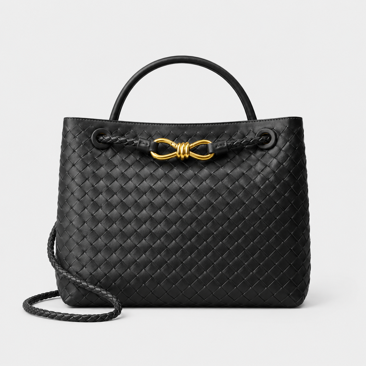 Bolso Positano tejido en Negro, vista frontal
