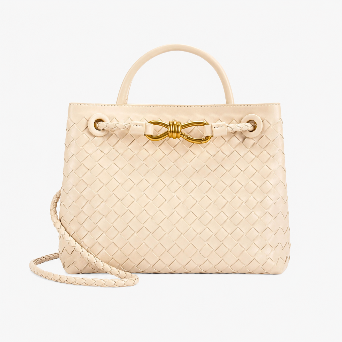 Bolso Positano tejido en Crema, vista frontal