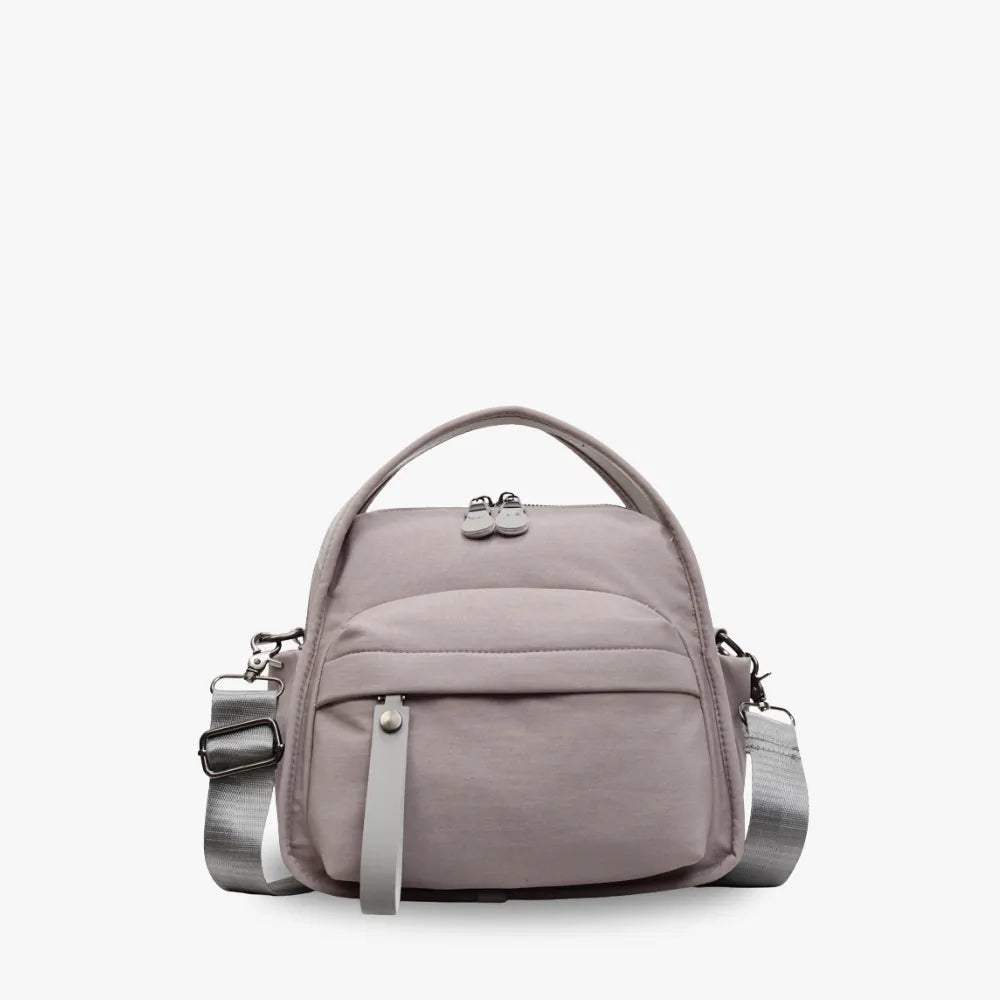 Bolso Amalfi de nailon en gris claro, vista frontal