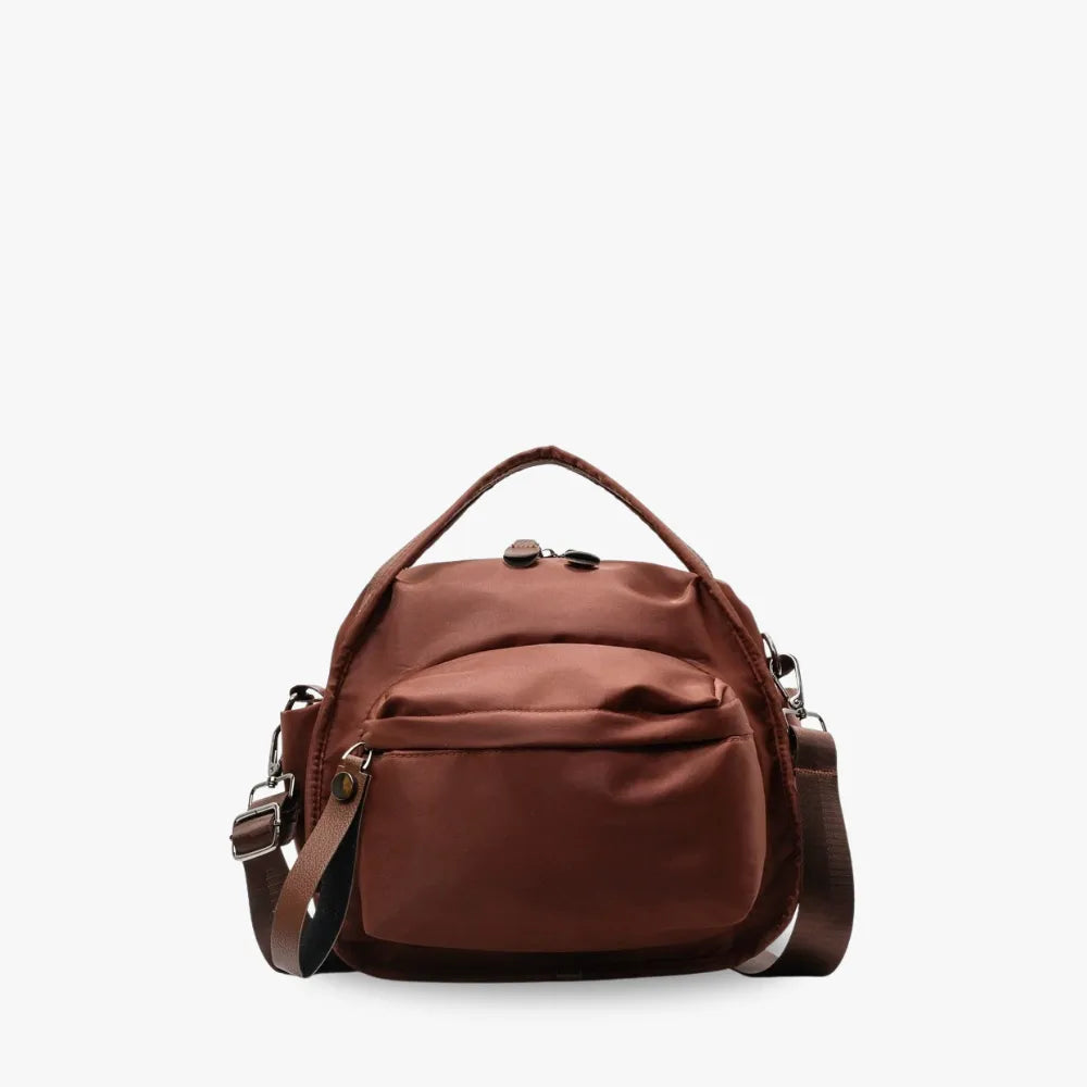 Bolso Amalfi de nailon en marrón, vista frontal
