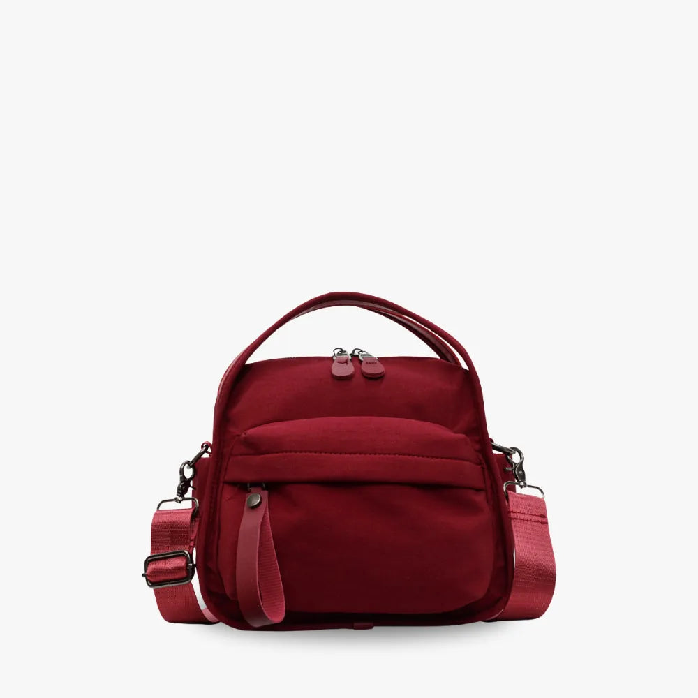 Bolso Amalfi de nailon en burdeos, vista frontal