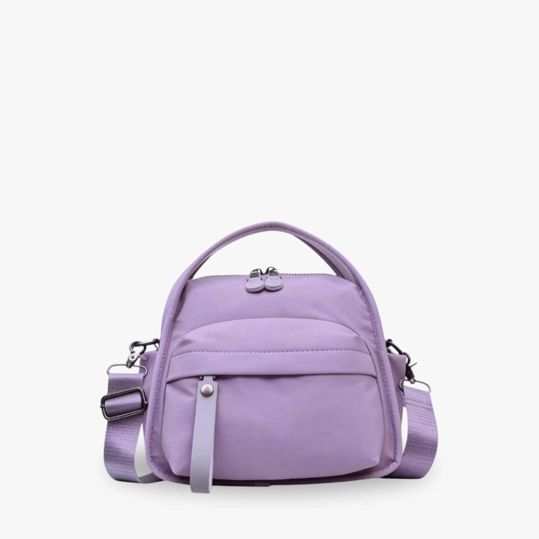 Bolso Amalfi de nailón en morado, vista frontal
