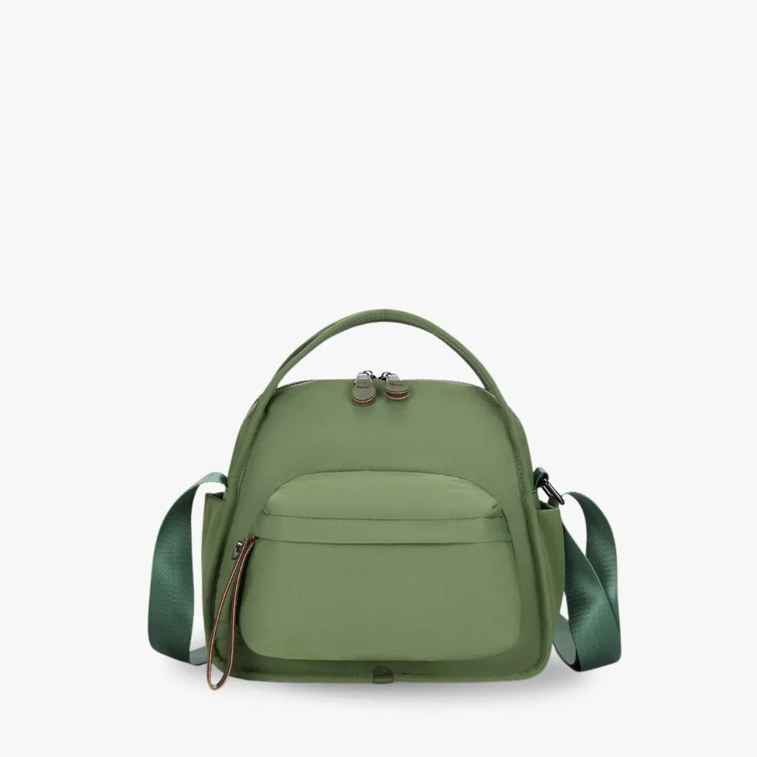 Bolso Amalfi de nailón en verde oliva, vista frontal