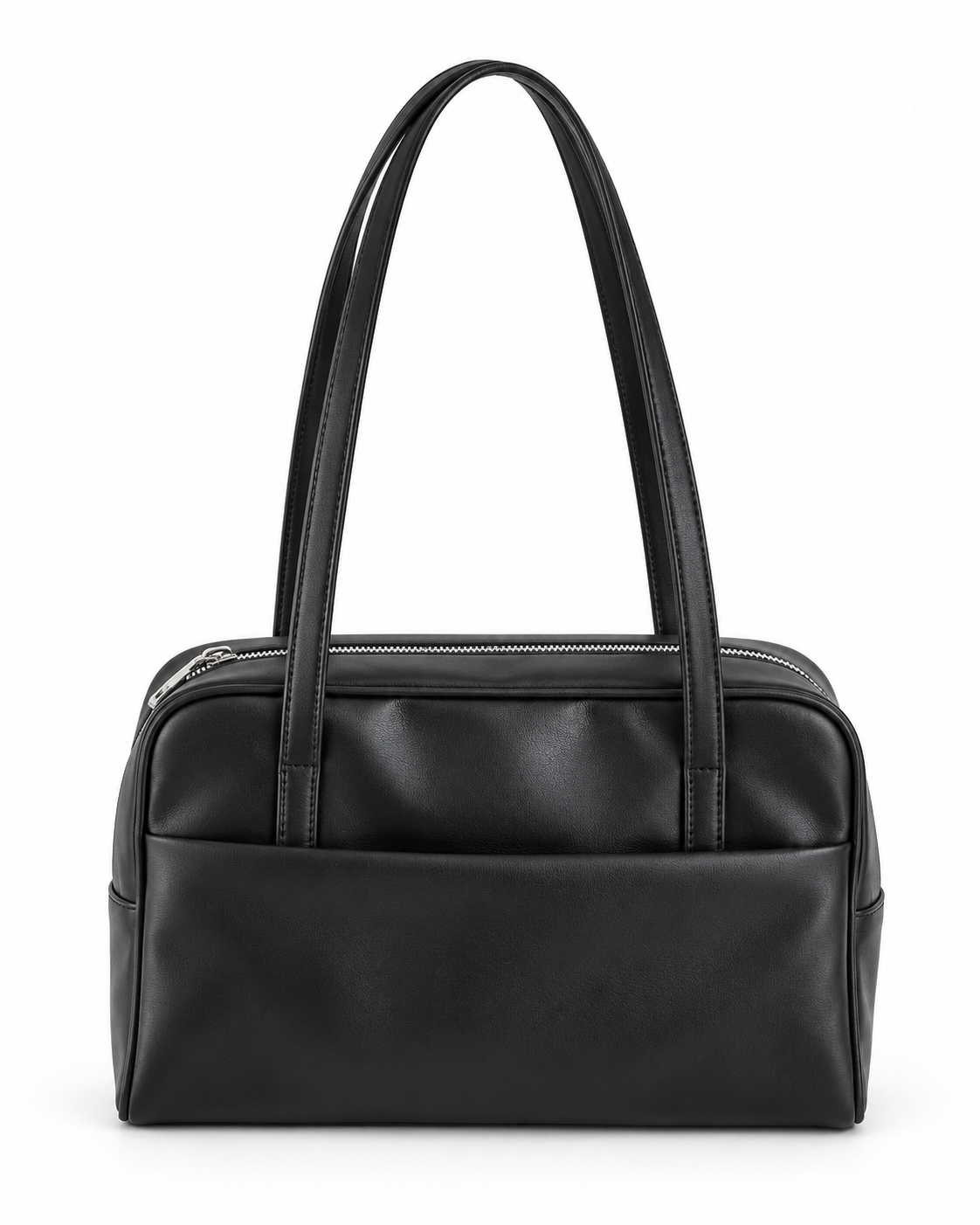 Bolso bowling Como en negro, vista frontal sobre fondo blanco