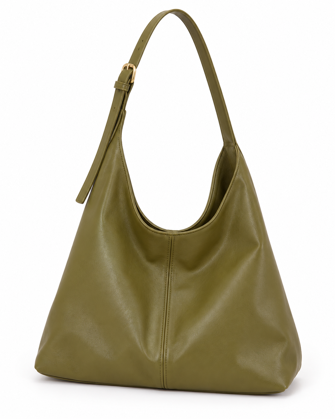 Bolso hobo Lucca verde oliva sobre fondo blanco