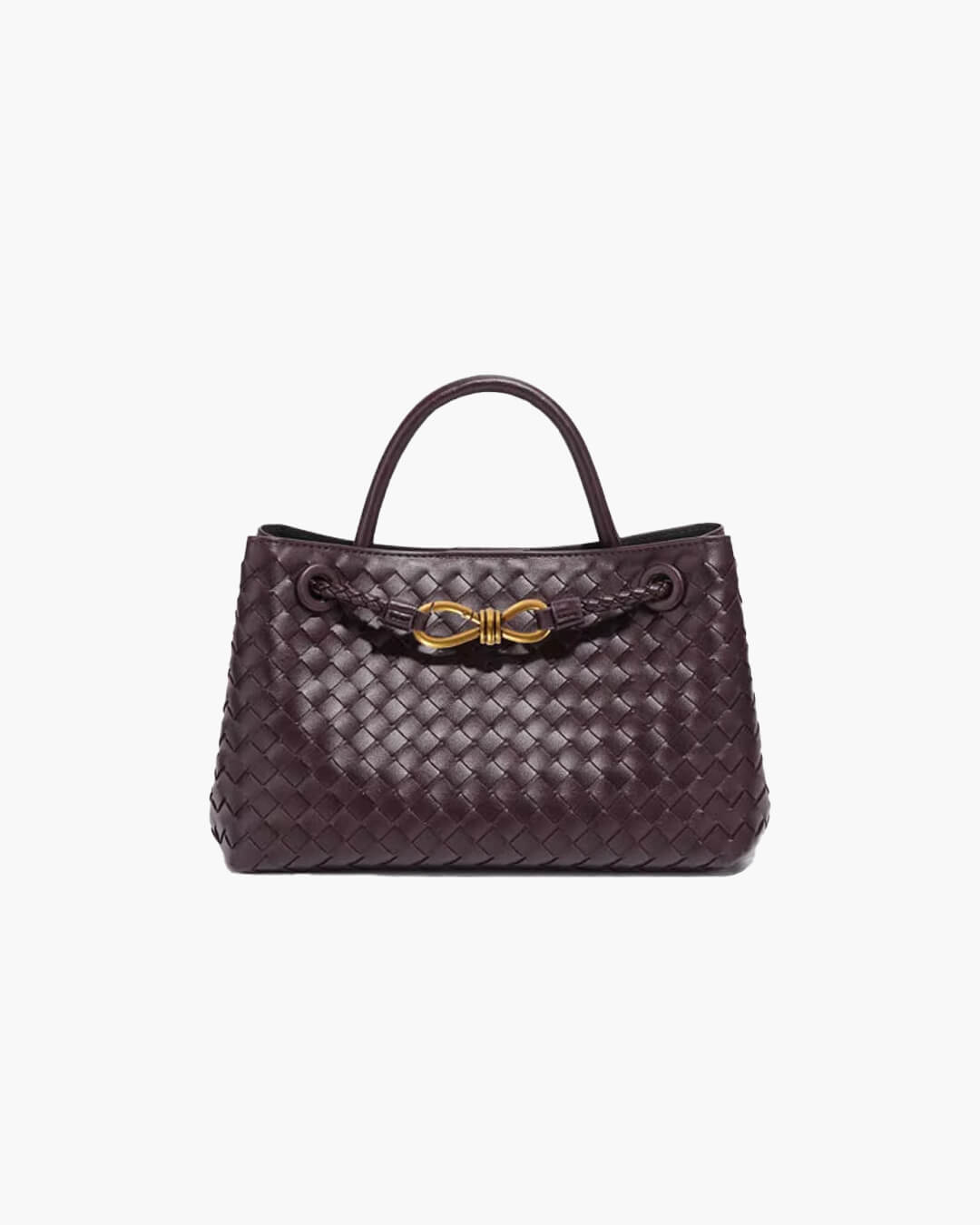 Bolso Capri tejido en burdeos con herrajes dorados