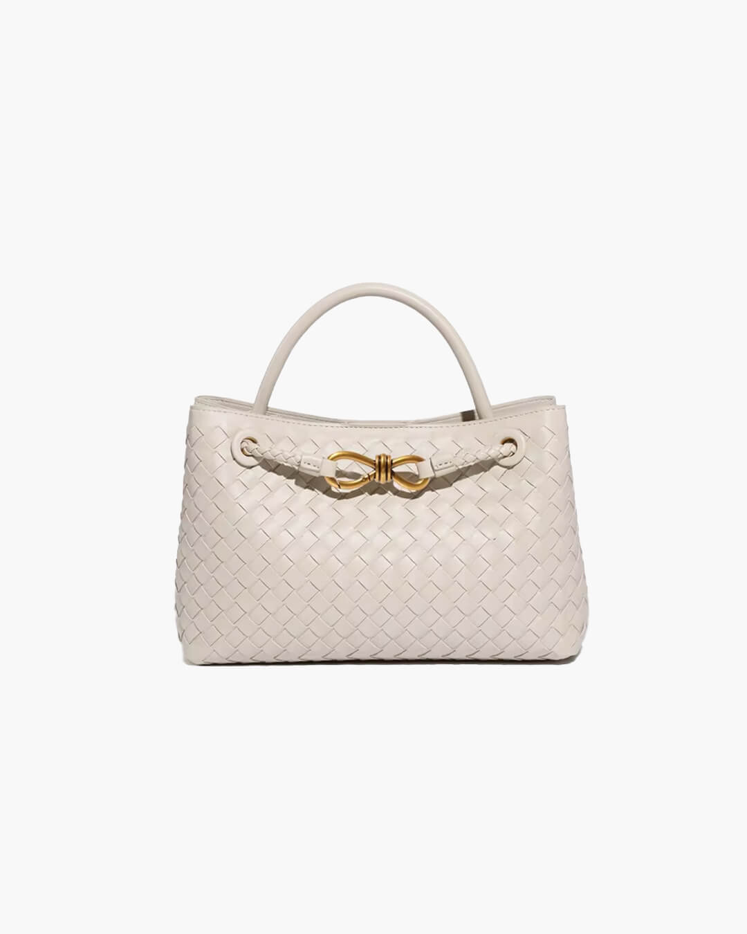 Bolso Capri tejido en crema con herrajes dorados