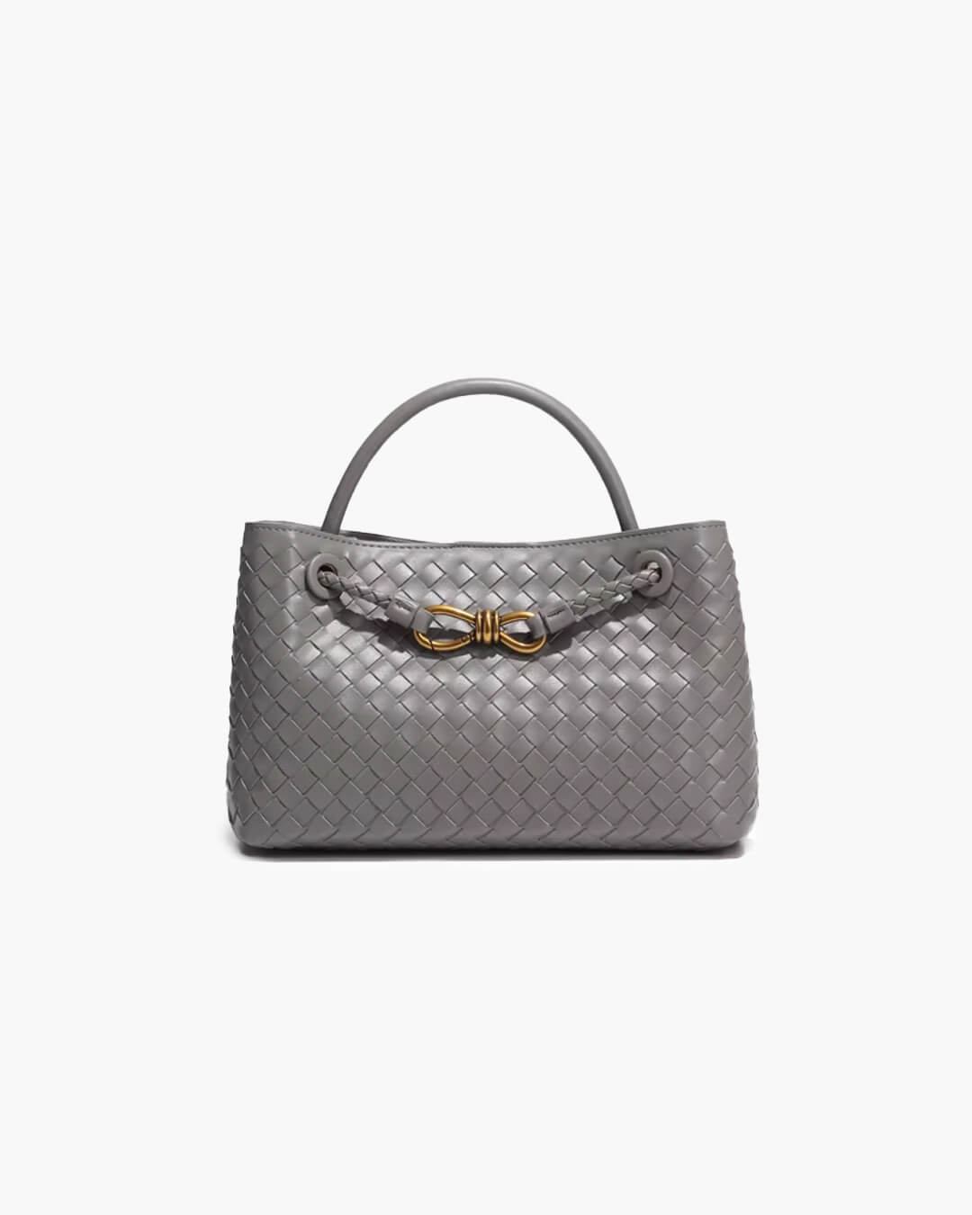 Bolso Capri tejido en gris con herrajes dorados